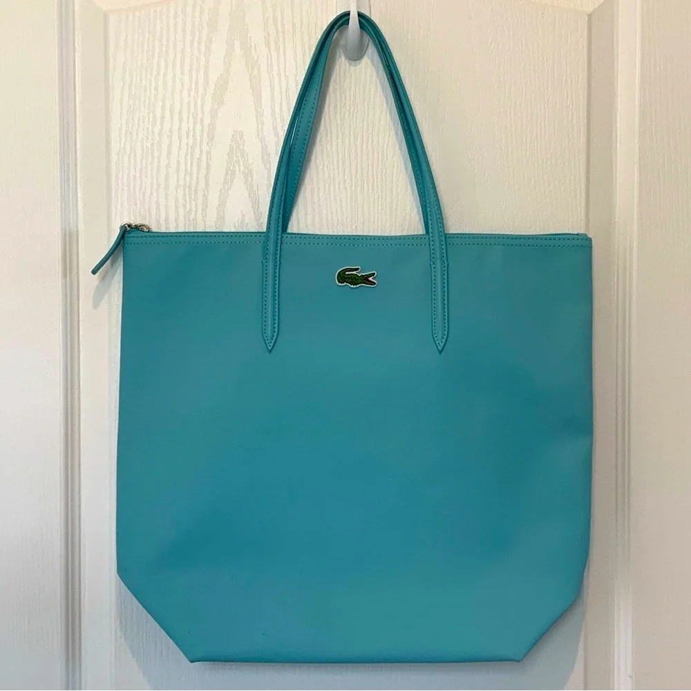 LACOSTE Women's Large Shopping Tote Bag Teal - Picture 3 of 16